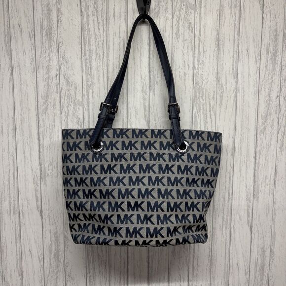 Womens Michael Kors Signature Navy Small Tote - Picture 3 of 13